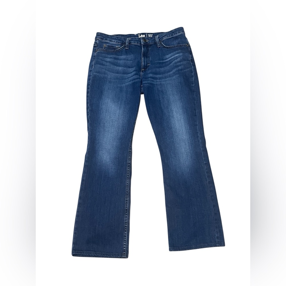 Lee 12M Regular Fit Boot Cut Mid Rise Blue Jeans Denim Bottoms Comfort Casual